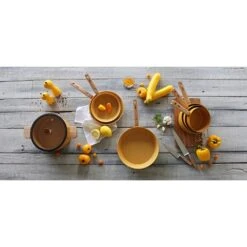 Poêle Ector Induction Aluminium Revêtu Manche En Bois 20 Cm Jaune -Fournitures Cuisine Boutique 108005 4 1 Poele Ector induction aluminium revetu manche en bois 20 cm jaune Ogo