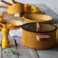 Faitout Ector Induction Aluminium Revêtu 24 Cm Jaune -Fournitures Cuisine Boutique 108008 3 1 Faitout Ector induction aluminium revetu 24 cm jaune Ogo