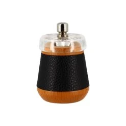 Moulin à Poivre En Bois Effet Cuir Noir