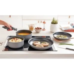 Set 3 Casseroles Anti-adhésives Effet Pierre Et Manche Amovible -Fournitures Cuisine Boutique 20216 2 3 Set 3 casseroles anti adhesives Effet Pierre et manche amovible Mathon