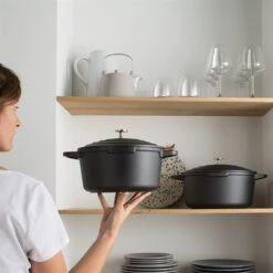 Lot Cocotte Légère Ronde En Fonte D'aluminium 20 Cm Coloris Noir Et Deux Maniques Silicone -Fournitures Cuisine Boutique 209010 2 2 Lot cocotte legere ronde en fonte d aluminium 20 cm coloris noir et deux maniques silicone Mathon