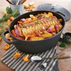 Lot Cocotte Légère Ovale En Fonte D'aluminium 32 Cm Coloris Noir Et Deux Maniques Silicone -Fournitures Cuisine Boutique 209012 3 3 Lot cocotte legere ovale en fonte d aluminium 32 cm coloris noir et deux maniques silicone Mathon