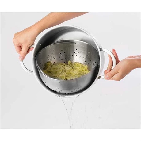 Faitout Inox 24 Cm Avec Panier Passoire Rotatif Et Couvercle En Verre 6,7 L 2 Faitout Inox 24 Cm Avec Panier Passoire Rotatif Et Couvercle En Verre 6,7 L – Image 2