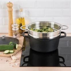 Lot Cocotte Légère Ronde Fonte Aluminium 24 Cm 4,5 L Et Panier Vapeur Multidiamètre -Fournitures Cuisine Boutique 279166 3 5 Lot cocotte legere ronde fonte aluminium 24 cm 4 5 L et panier vapeur multidiametre Mathon