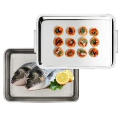 Plat à Four Inox Extra Profond Avec Couvercle Duplex -Fournitures Cuisine Boutique 371003 2 1 Plat a four Inox extra profond avec couvercle Duplex Inoxriv