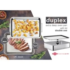 Plat à Four Inox Extra Profond Avec Couvercle Duplex -Fournitures Cuisine Boutique 371003 4 1 Plat a four Inox extra profond avec couvercle Duplex Inoxriv