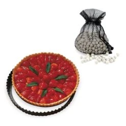 Lot Moule à Tarte Amovible 28 Cm + Billes En Céramique 600 G