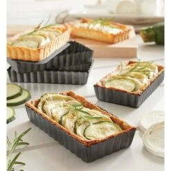 Set De 4 Moules à Tartelettes Avec Fonds Amovibles -Fournitures Cuisine Boutique 541084 2 4 Set de 4 moules a tartelettes avec fonds amovibles Mathon