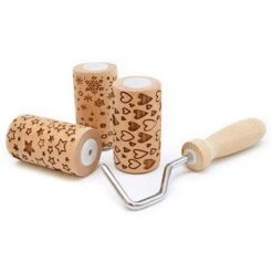 3 Mini Rouleaux Empreintes En Bois Interchangeables