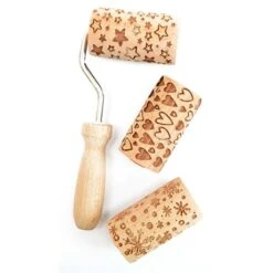 3 Mini Rouleaux Empreintes En Bois Interchangeables -Fournitures Cuisine Boutique 580018 2 3 3 mini rouleaux empreintes en bois interchangeables Scrapcooking